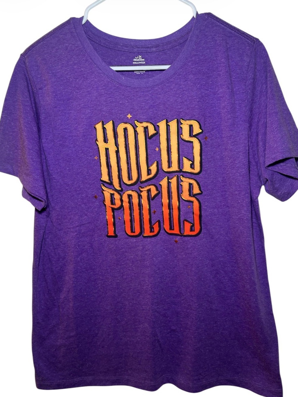 Hocus Pocus Graphic Short Sleeve Purple T Shirt Witches Halloween Spooky Festive